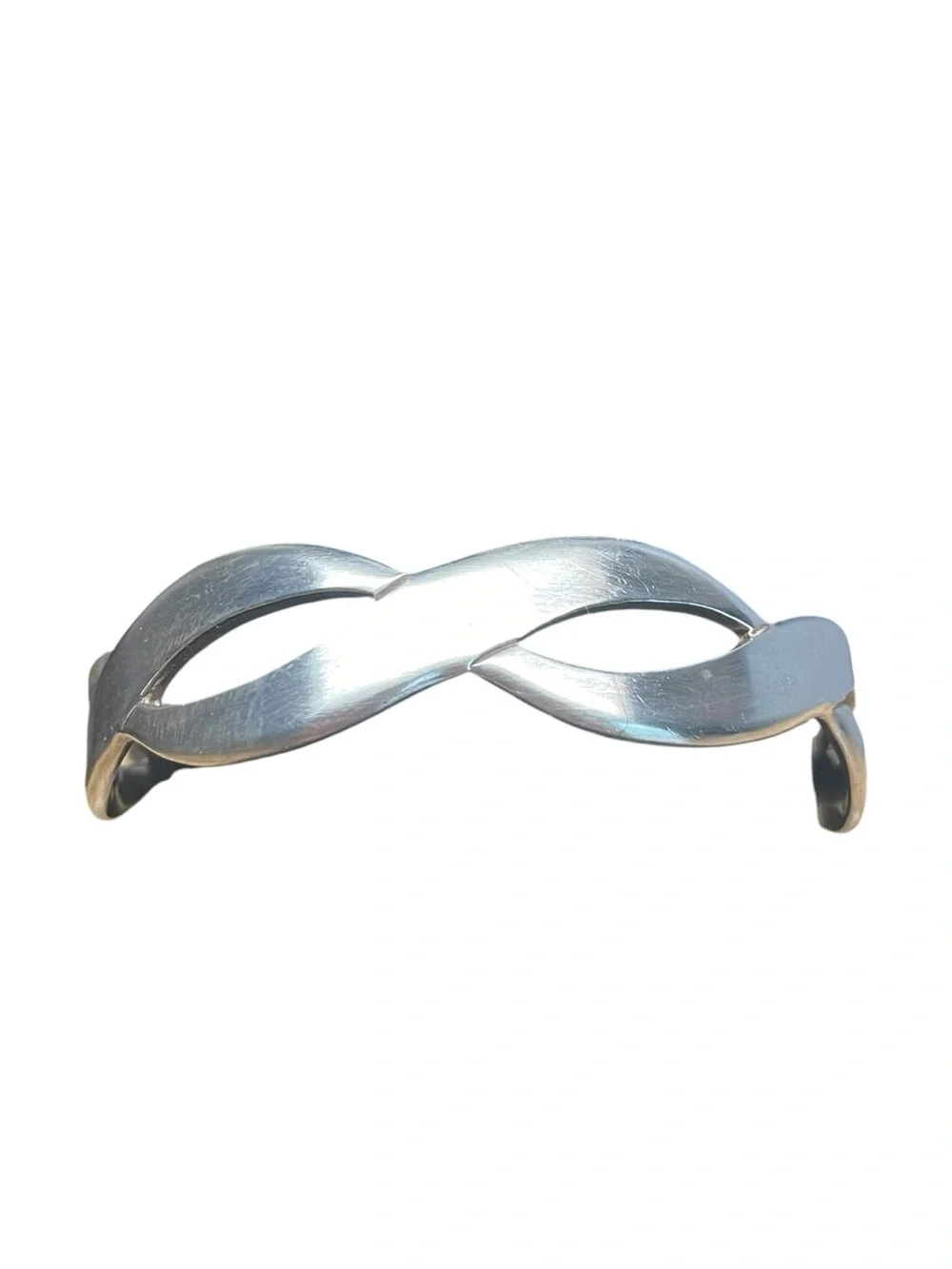 Sterling Silver 925 Twisted Infinity Cuff Bracelet Minimalist Mexico Timeless